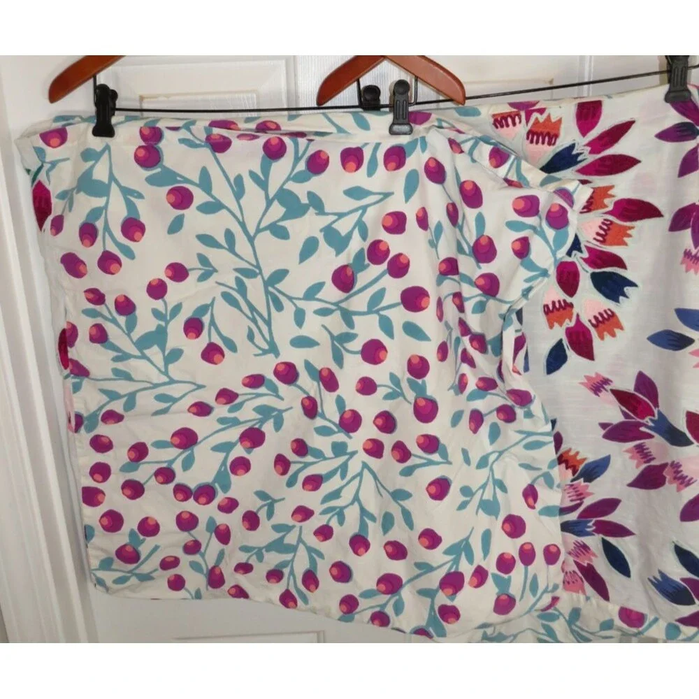*Set of 2* Liberty for Anthropologie Embroidered Feather Bloom Euro Shams